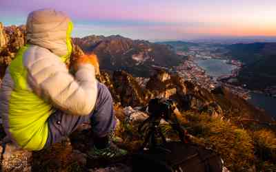 Vista su Lecco al tramonto dai Resinelli